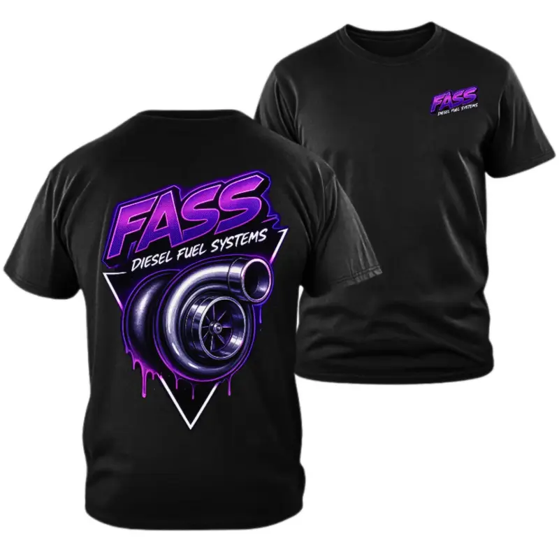 180g[100%cotton]FASS Diesel Fuel Systems 2 Sides Neon Purple Turbocharger Print Unisex TikTok Shop Deals Graphic Tee 100% Cotton Casual Streetwear T-Shirt