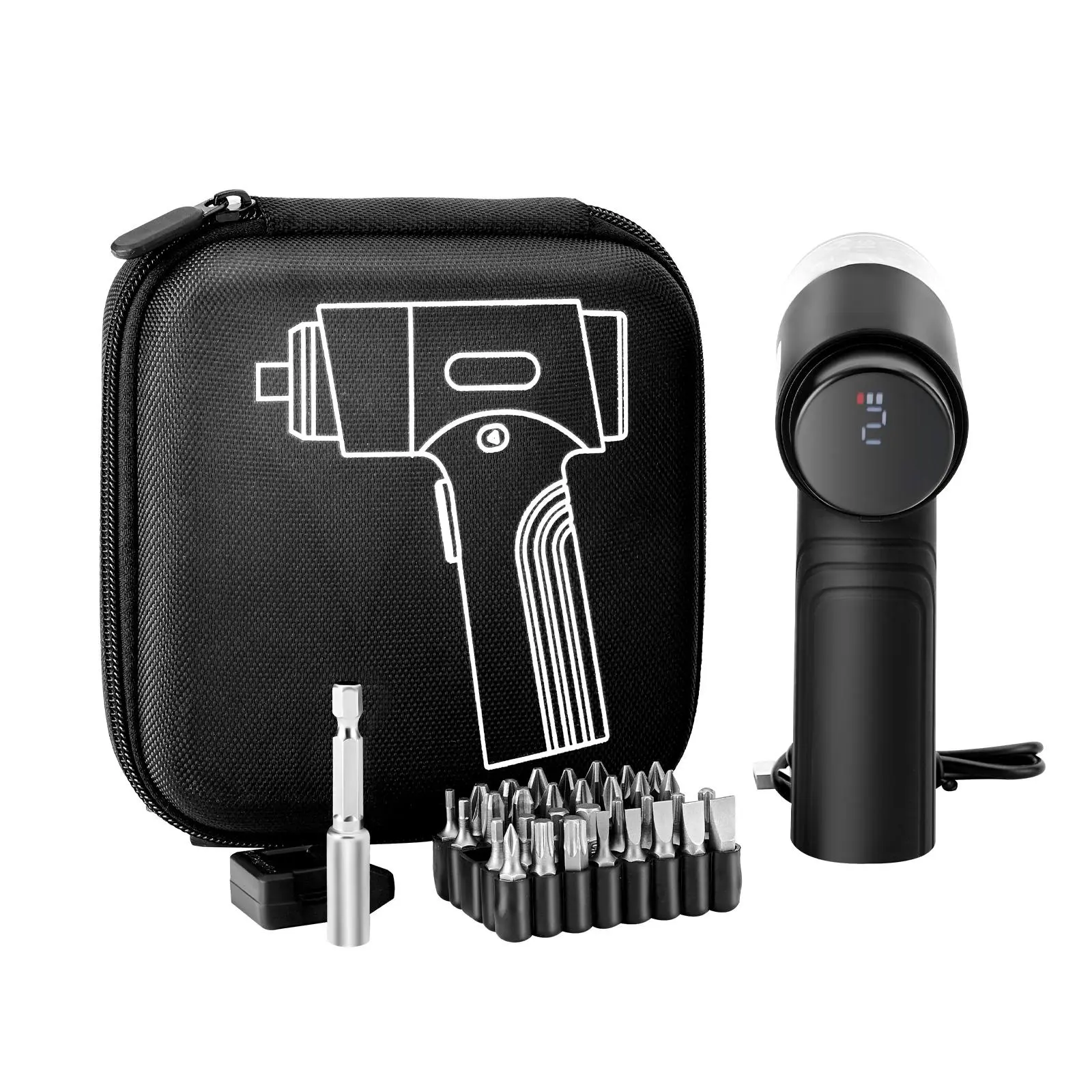 VEVOR Cordless Drill Driver, 7 Torque Settings (0.5-5 N.m), 2500mAh Battery, 32 PCS 1/4 in Bits, Digital Display, LED Light, Type-C Charging, USB Rechargeable Screwdriver, Rechargeable Tools for Furniture Repair, Fathers Day Gift, Hardware Tools, Switchab