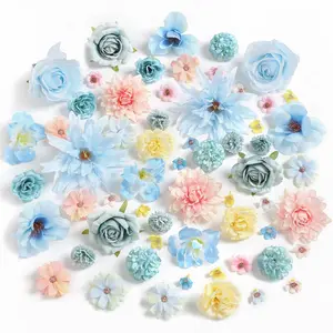 60pcs/1set Artificial Silk Decorative Flowers Set, Soft Mixed Colors for DIY Crafts, Wedding Table Decor, Wreath Making, Bulk Pack