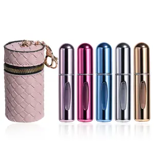 Portable Mini Compact Perfume Dispenser Set for Weekly Trips, 5Pcs/set Perfume Atomizer Refillable 5ml, Travel-Sized Leak-Proof Mini Perfume Bottles Spray Set with Storage Bag, Makeup Container Set