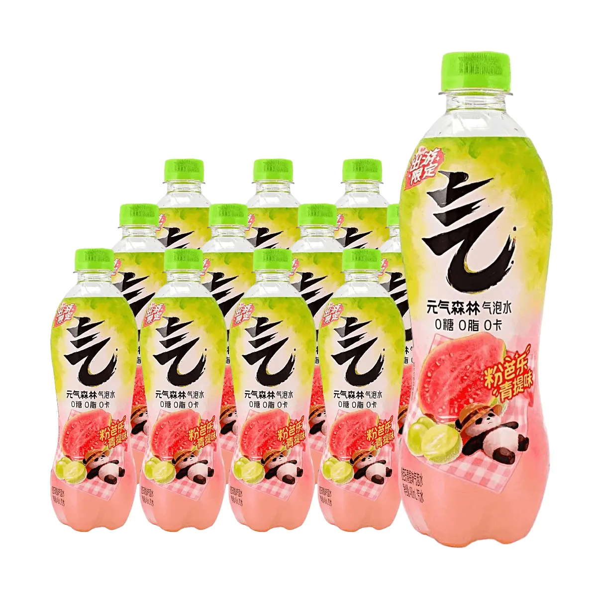 15 Pack Chi Forest Yuan Qi Sen Lin Sparkling Water Pink Guava Green Grape 16.23 fl oz - 0 Sugar 0 Fat 0 Calorie