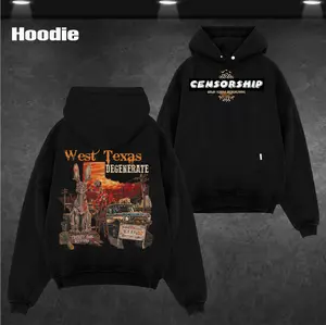 Vintage Country Rock West Texas Degenerate Hoodie Washed – Vintage Acid Wash Heavy Cotton Oversize Unisex Country Rock Band T-Shirt, Hoodie & Sweatshirt, Retro Bar Cowboy Music Streetwear Top, Southern Rock Concert Tour Merch Gift for Fans
