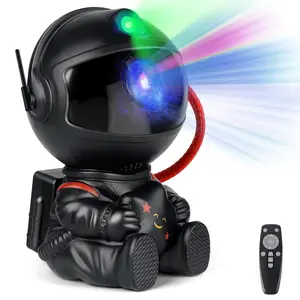 Astronaut Galaxy Projection Lamp – Black Astronaut Holding a Star, Starry Night Light Bedroom Decoration, Space Nebula Star Projector Gift