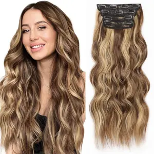 Hair Extensions for Women, Four-Piece Set, Water Wave Curly New Style 20 Inches Curly Hair BB Clip Hair Extensions, Best-Selling Model