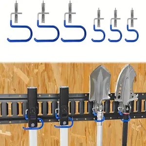6 PCS Garden Tool Organizer Garage Wall Organizer and Storage Wall Mounted Hooks Garage Shelving E-Track Systems for Cargo Tie Down Systems in Wall, Garage, Garden, Trucks, Trailers, Vans