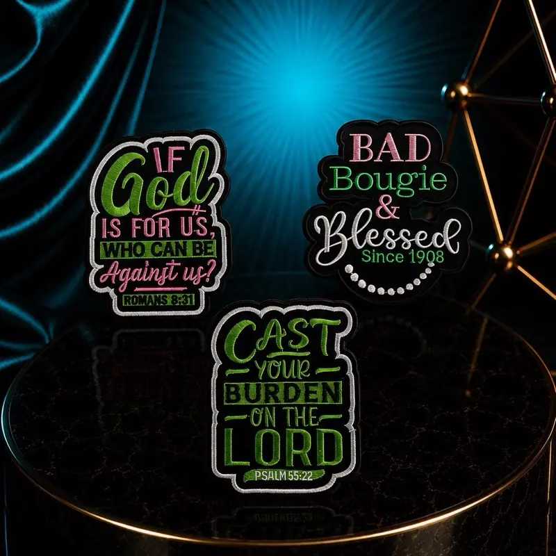 Iron-On Patch Bundle, 3-Piece Bad Bougie Design - Customize, Personalize Clothing Decor, Easy Apply Embroidery Sewing Supply