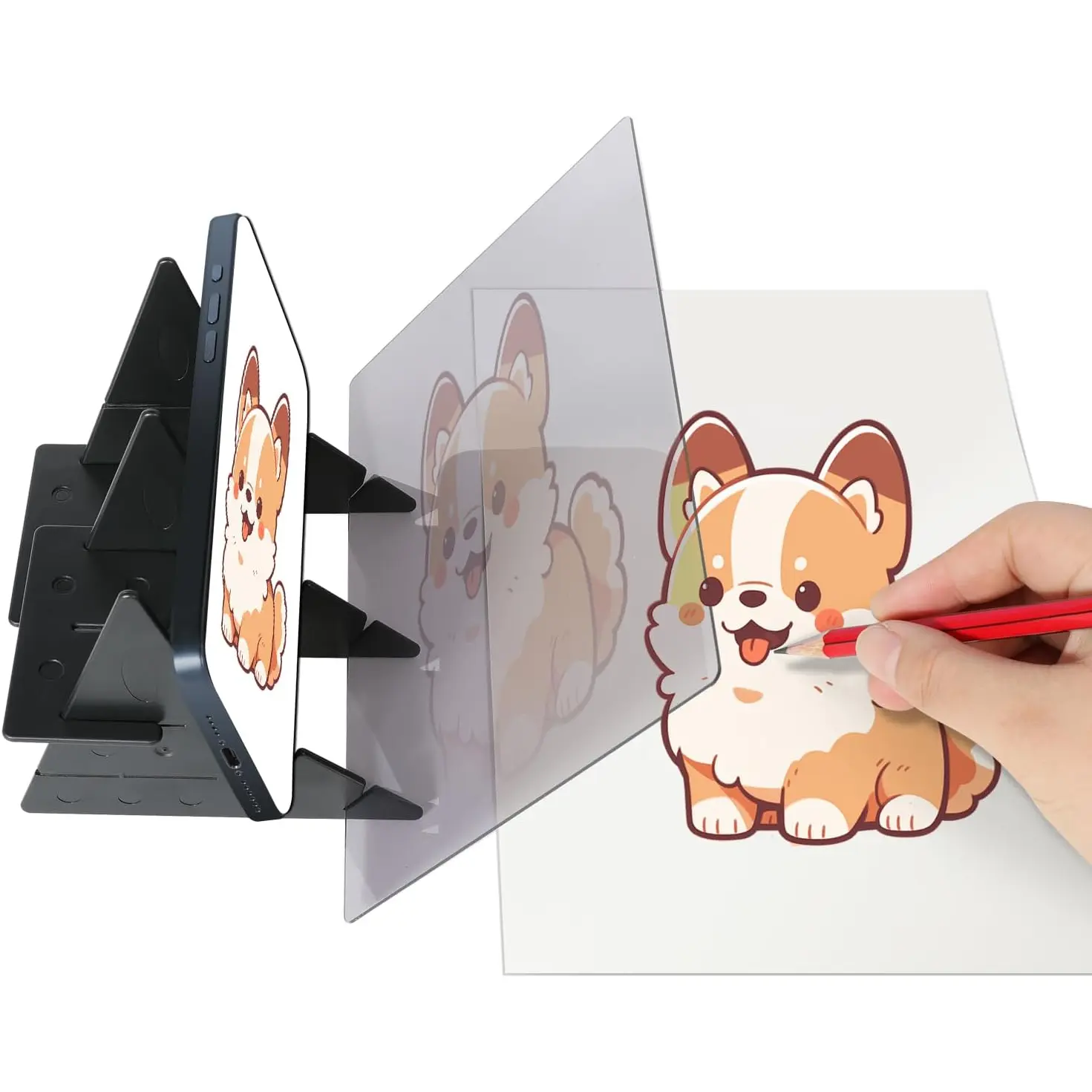Optical Drawing Board, Portable Optical Tracing Board, Image Tracing Board Drawing Projector Light Copy Pad, Easy Tracing Drawing Sketching Tool, for Kids Artist Students Beginners Sketch Wizard Fawnovey