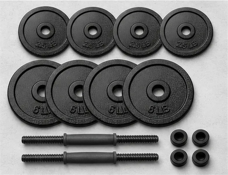 40 lb Adjustable Cast Iron Dumbbell Set with 1-Inch Standard Weight Plates