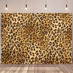 1pc Leopard Print Backdrop Realistic Animal Design Vinyl Banner Photography Background for Birthday Party Cake Table Photo Booth Wild Theme