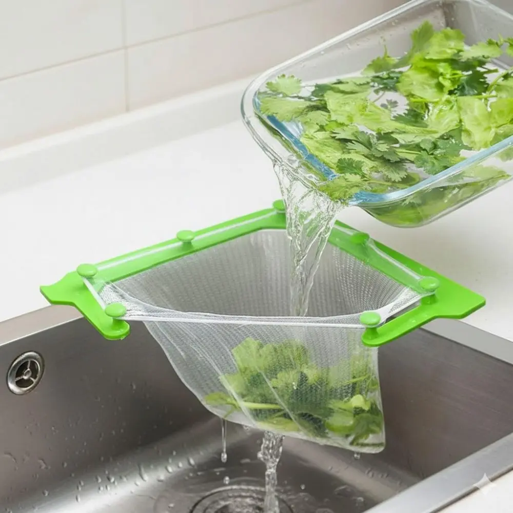 Triangle Kitchen Sink Strainer Set, Hanging Filter Bags for Triangular Drain, Efficiently Catches Food Debris, Prevents Clogs & Odors, Stainless Steel Mesh, Easy Install & Clean, Reusable, Keeps Drain Flowing Smoothly.
