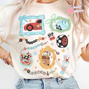 Youth & Adult Coquette Bow Bracelet Cars Shirt, Magic Kingdom Shirt, Magical World, Lightning McQueennnnn Mater Doc Hudson Sally Carrera Birthday Cars Family Shirt, BMTT2706