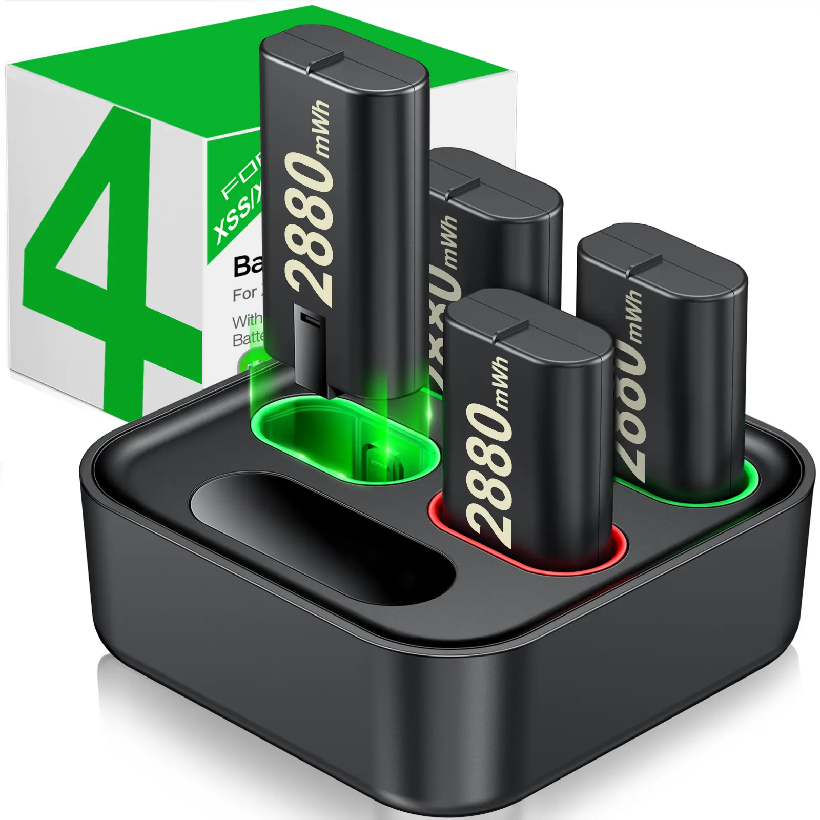 BEBONCOOL Charger for Xbox Rechargeable Battery Pack, 4 X 2800mWh Xbox One Controller Battery Packs for Xbox Series X/S/Xbox One/S/X/Elite