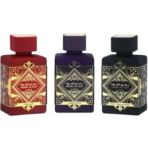 Lattafa Perfumes Bade'e Al Oud Unisex 3 Piece Eau de Parfum Gift Set Oud For Glory Amethyst Sublime 3.4 Ounce/100 ml Each Smoky Aromatic Oudh Perfume for Women and Men