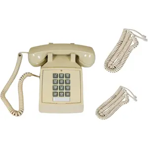 iSoHo Phones, [Ready Bundle] Classic 2500 Desk Landline Phones – VOIP & Amplified Large-Button Telephones with Keypad - Includes (2) Matching Curly Handset Cords, one Each, 15ft & 25ft