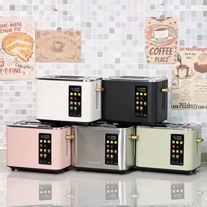 Toaster 2 Slice, Touch Control Screen, Smart Stainless Toaster, 6 Shade Setting, 6 Bread Selection, Countdown, Removable Crumb Tray, 900W, Pearl White