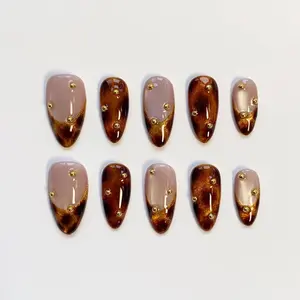 Fall Tortoise Press on nails Leopard Nails Cat Eye Nails