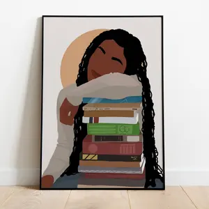 Artistic African American Locs Girl Printable Wall Art - Unframed Style Waterproof Poster, Home Decor, Ideal Gift for Black Girl Book Lovers, Room Display