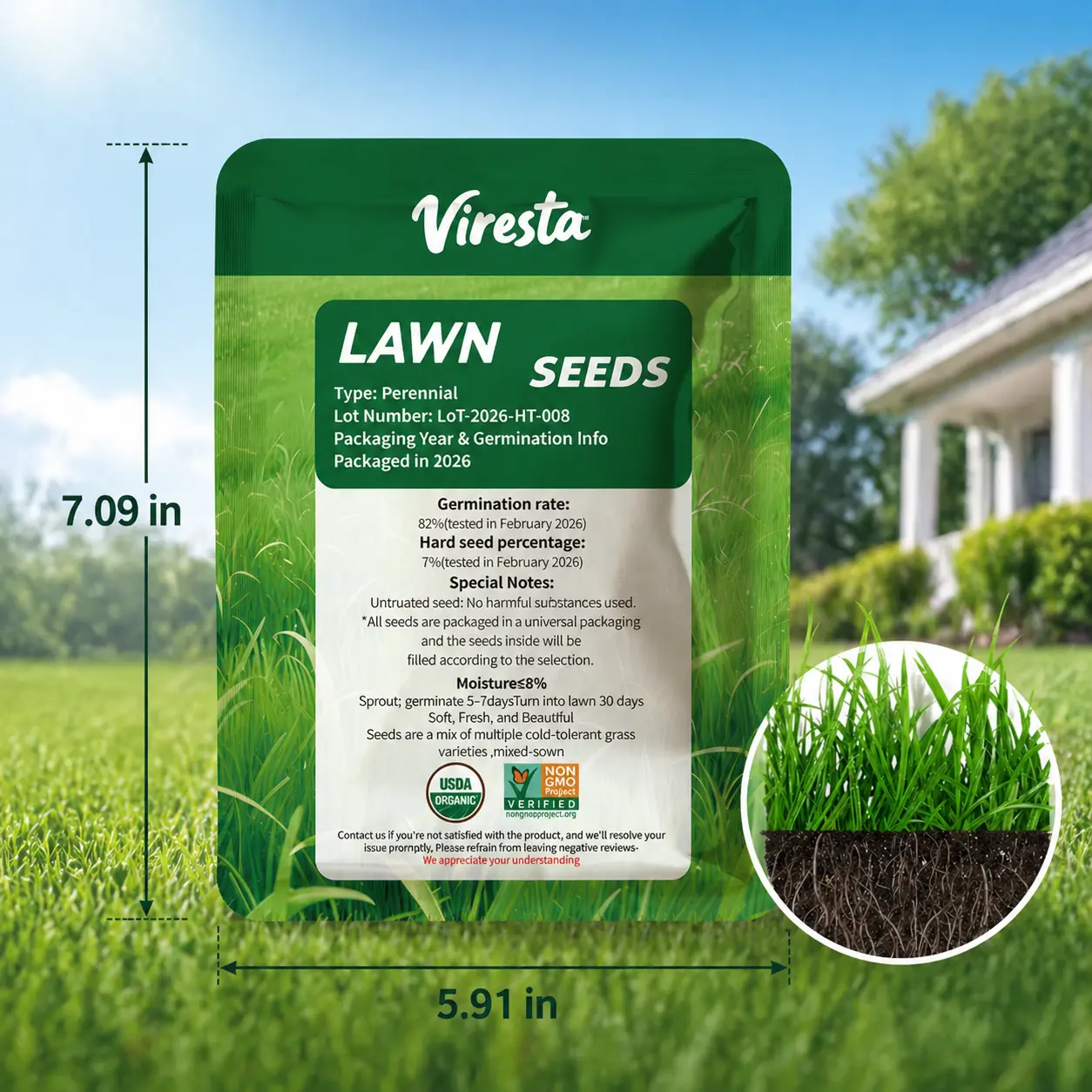 Grass Seed and Shade Grass, Grows quickly and withstands all seasons, perfect for high-quality turf and golf courses, High Germination Grass Seeds Grown in USA