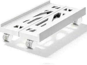 Computer Tower Stand, Adjustable Mobile CPU Stand with 4 Rolling Caster Wheels, PC Tower Stand Fits Most PC Under Desk-White