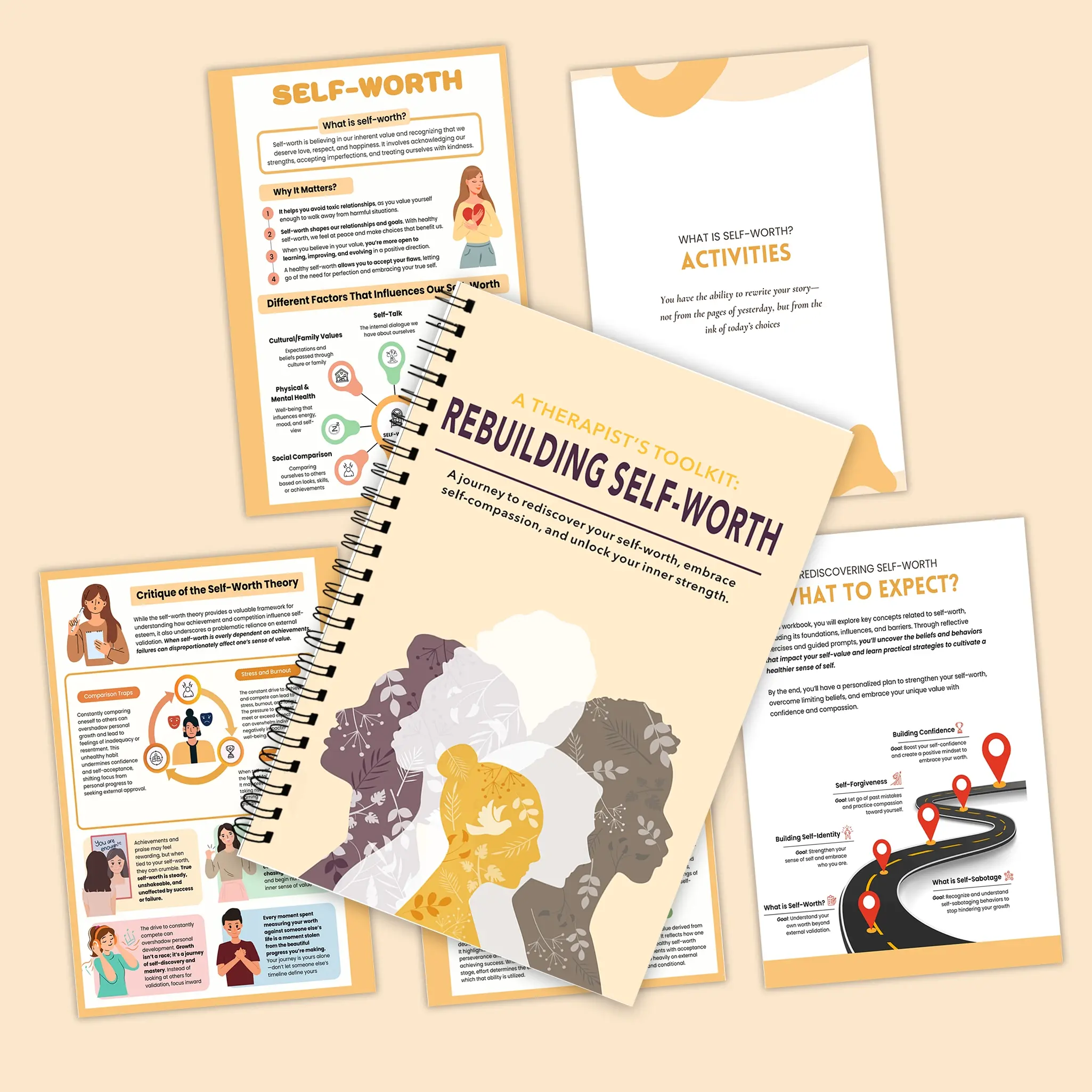 A5 Size Self-Esteem Rebuilding Guide Workbook Journal, Discover Your Value, Cbt Tools, Structured Exercises, Build Healthy Self-Identity