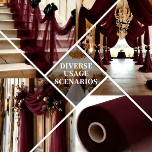 One roll, 12.6 inch/1969 inch extra-long burgundy tulle, suitable for wedding ceremonies, parties, holiday decorations, Wedding arch backdrop, decorative arches/tables/ceilings, hanging decorations