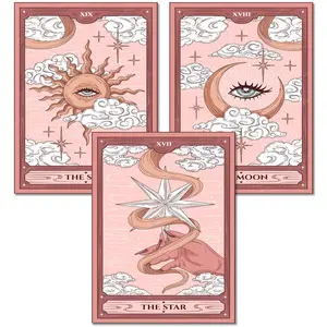 3 Pack Pink Tarot Diamond Painting Art Kits for Adults 5D Round Diamond Dot Full Drill Diamonds Crafts for Wall Decor Gift-12x16in