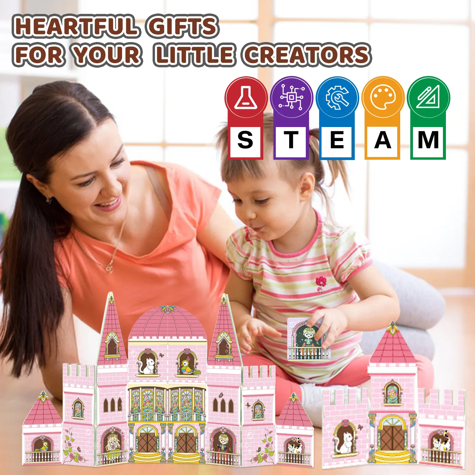 Magnetic Tiles , Princess Castle & Frozen Magnetic Building DIY Playset , 3D Education STEM Magnet ,Birthday gift for 3 4 5 6 Year Old Preschool Kids Sensory Educational Toys