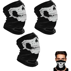 Skull Face Mask 3pcs – Breathable Seamless Balaclava Mask, Reusable Headwear Scarf for Face, Neck, Hair Protection – Perfect for Sports, Winter, Outdoor Activities