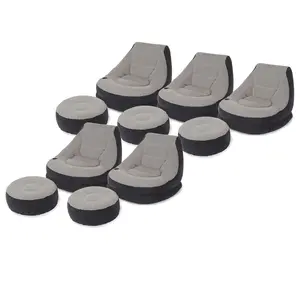 Intex Inflatable Ultra Lounge Chair With Cup Holder & Ottoman Set, Gray (5 Pack)