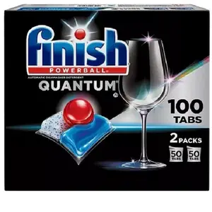 Finish Quantum Dishwasher Detergent Tablets 100 ct Ultimate Cleaning Power Multi-Chamber Formula for Glassware & Silverware Protection