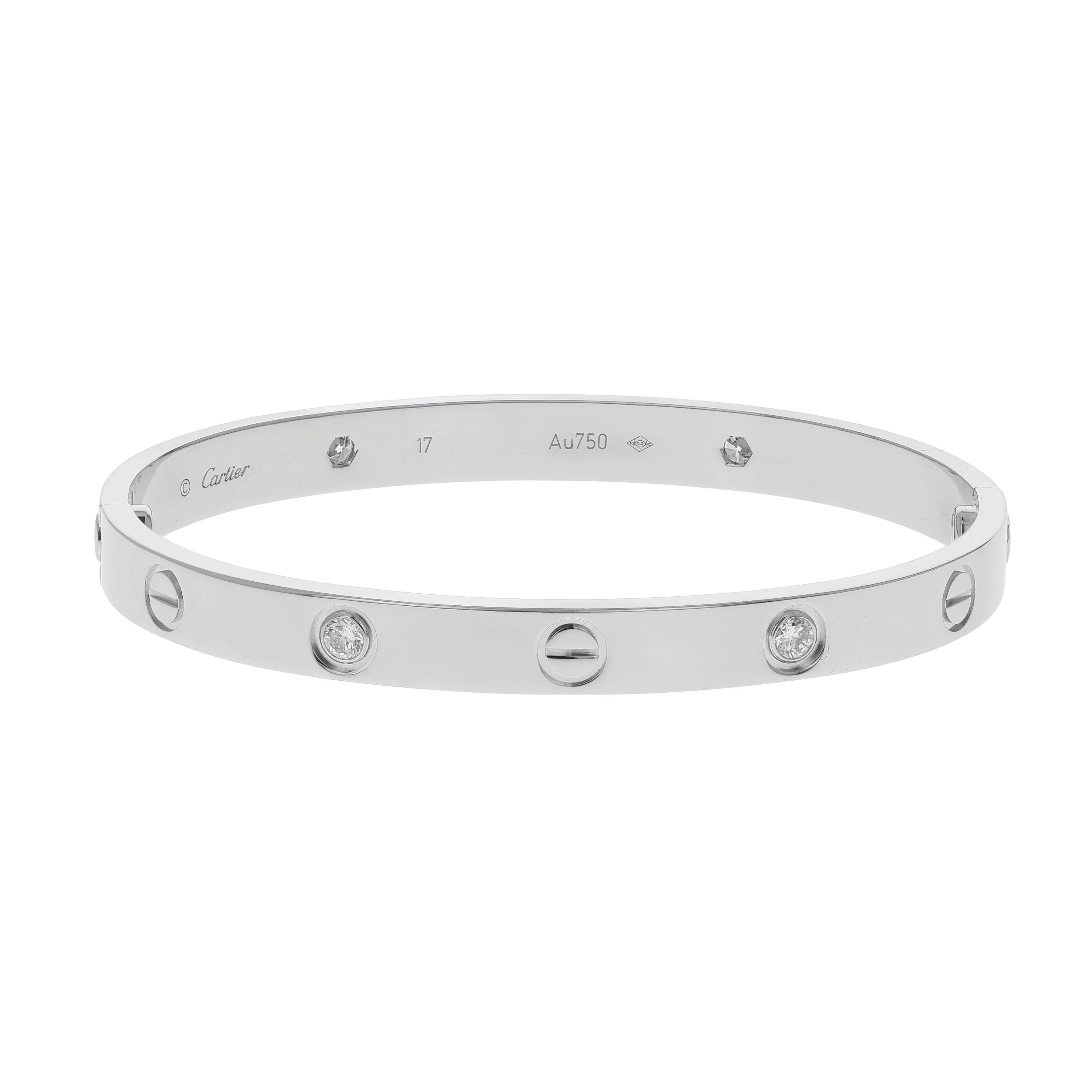 Pre-owned Cartier Love Bangle Bracelet Size 17