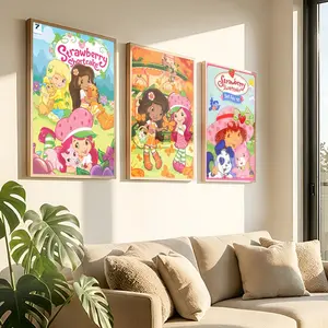 Anime, Cartoon Animal Print S-Strawberry S-Shortcake Poster Peel & Stick Poster Set Wall Art Illustrations, Character Art, Self-Adhesive Aesthetic Room Decor | Gallery-Quality Waterproof Fade & Scratch Resistant Prints | Home Decoration Multiple Sizes