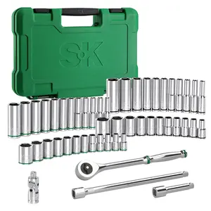 #Summervibes SK Drive Socket Set with 216-P Quick-Release Ratchet, SAE & Metric, SuperKrome Finish, Premium CR-V Construction, with Storage Suitcase