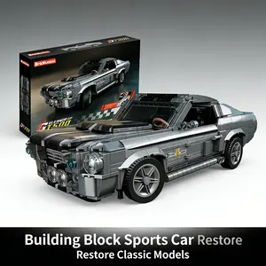 Classic Retro Sports Car Building Blocks, 925pcs/box Simulated Cool Car Model, DIY Assembly Technology Bricks, Desktop Decoration Toys, Building Block Sets, Model Car Kit, DIY Kits, Engine