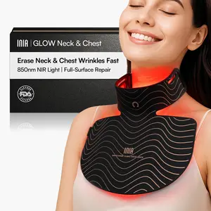 INIA GLOW Neck & Chest Red Light Mask – 850nm NIR LED Mask for Wrinkle & Spot Reduction, Lift & Firm in 4 Weeks, Rechargeable 2600mAh Controller, Clinic-Grade Full Coverage, Best Valentine's Day Gift for Her