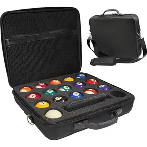 Black 17-Hole Portable Billiard Storage Case, Billiards Accessories, EVA Hard Shell Pool Ball Carry Bag, Lightweight Carry Design, Protective Ball Organizer for Billiard Practice, Match Travel and Player Equipment Storage