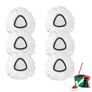 Mop Replace Head, 6 Pack Spin Mop Replacement Head Easywring 1-Tank System, Easy Cleaning, Microfiber, Machine Washable