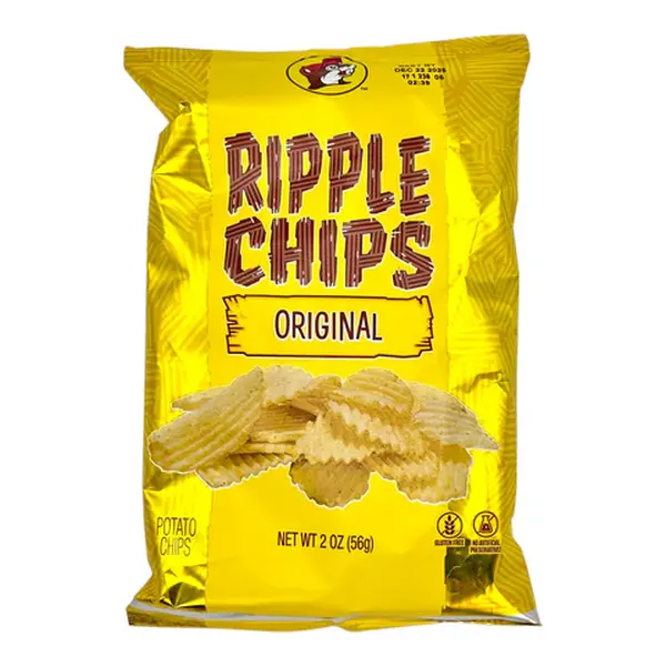 Buc-ee's Original Ripple Potato Chips - Wavy-Cut, Lightly Salted, Premium Ingredients, Crunchy Flavor, 2 oz Pack, Perfect Snack Treat, Crispy Style Crisps & Puffed Snacks