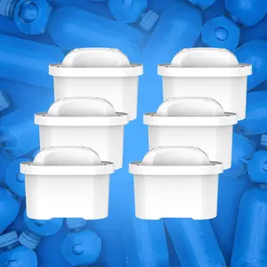 6pcs Coconut Shell Activated Carbon Water Filter  Compatible with Brita Dispensers Filtration Systems, Reduction,Chlorine & Odor