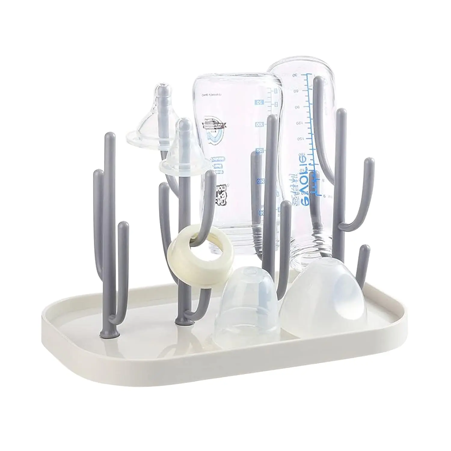 Bottle Drying Rack with Tray, Creative Tree Branch  Bottle Dryer Holder for Bottles, Teats, Cups, Pump Parts and Accessories (1 Pc, Beige)