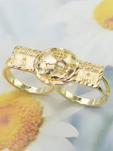 Fashion Geometric Hollow Out Carved Map Vintage Interlocking Ring, Fashion Stackable Rings, Unisex Couple Daily Wear Jewelry Gift