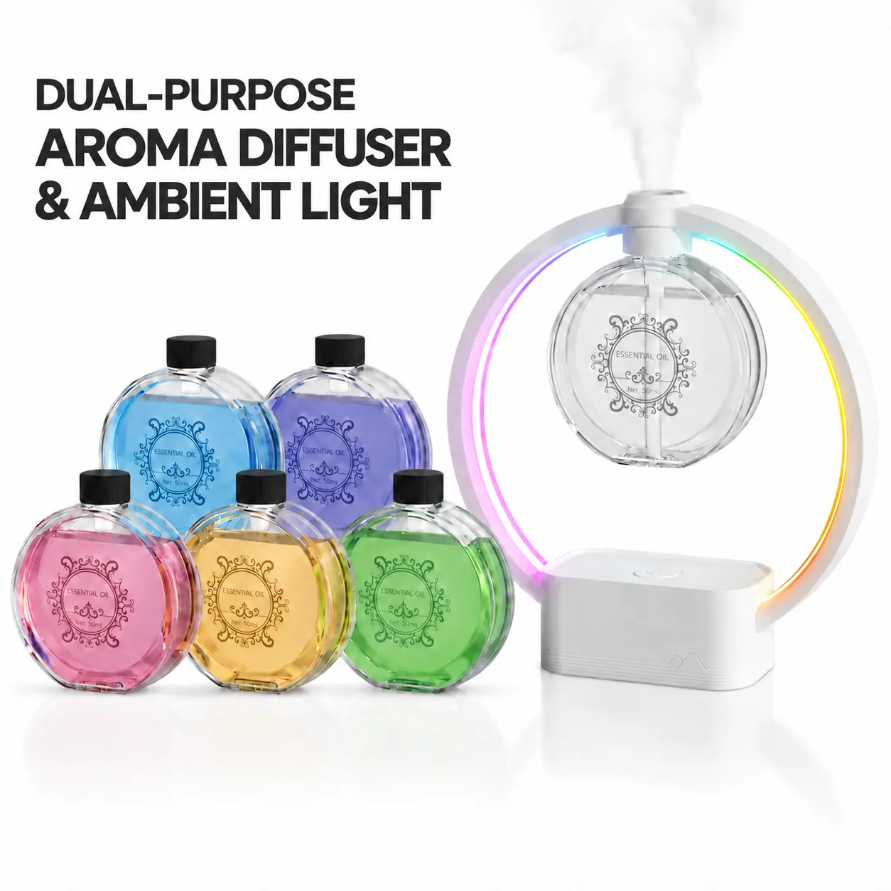 NIMIN Smart Aroma Diffuser, 5-Level Fragrance Control, 7-Color Mood Light, Automatic Scent Diffuser for Home, Bedroom & Office