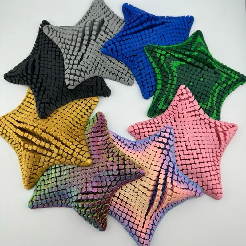 Colorful Poseable Marine Life 3D Printed Starfish Statues - Adjustable Arms, Movable Joints Home Decor Sculptures, Festival Decor Gift Item for Desk Displays