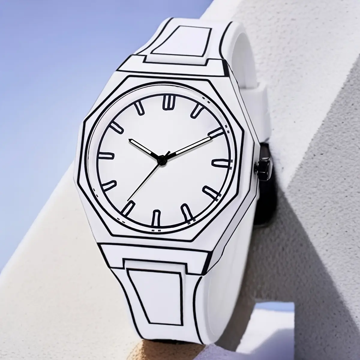 1pc PINTIME Preppy Style Men'S Watch - Quartz Movement, Silicone Band, Luminous Hands, Round Dial, Battery-Operated, Non-Rechargeable, Fashionable Accessory for All Occasions