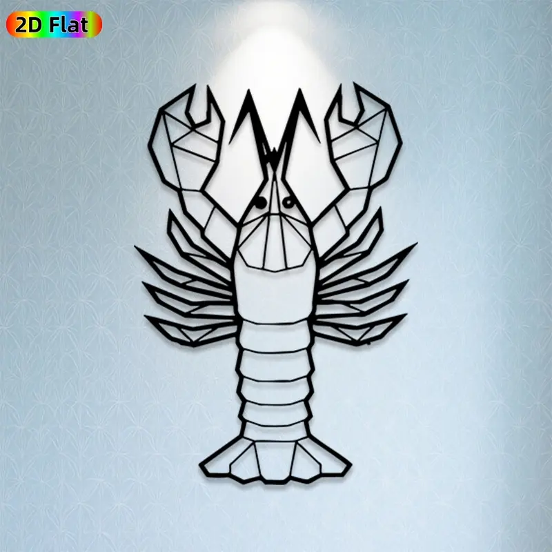 1pc Lobster Metal Wall Art,Lobster Statue Mural, Ideal Gift for New Year, Easter, Seafood Decor Enthusiasts, Rust-Resistant Metal Wall Decor Wall Sculptures, Perfect for Outdoor Fence & Kitchen Wall Lobster Enthusiasts