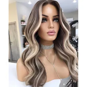 Ombre Ash Blonde Body Wave Human Hair Lace Wig - HD Lace, 180% Density, 16-22 inch Length