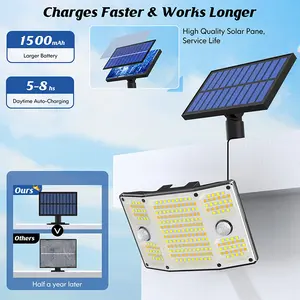 Solar Outdoor Light, 243 LEDs, super bright, IP65 waterproof. Dual light colors, 6 modes, 270° motion sensor. All-night lighting for yard, patio, camping, garden, porch, pool, home decor, holiday haul.