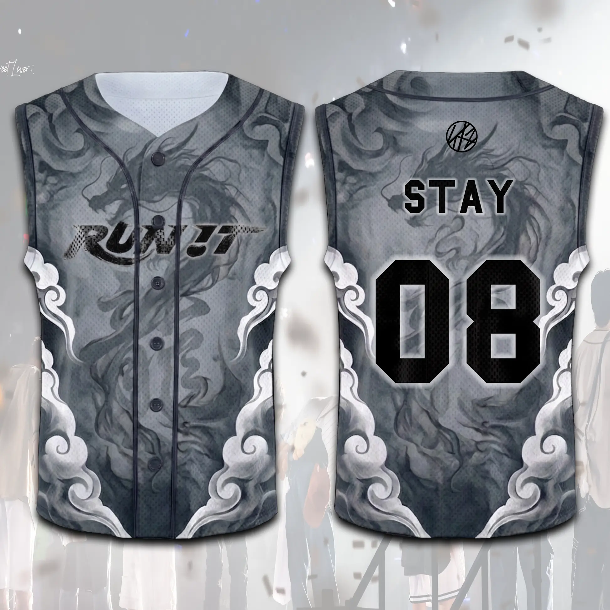 Streetwear SKZ Run It World Tour Mystic Smoke Sleeveless Mesh Baseball Jersey Gift For Fans