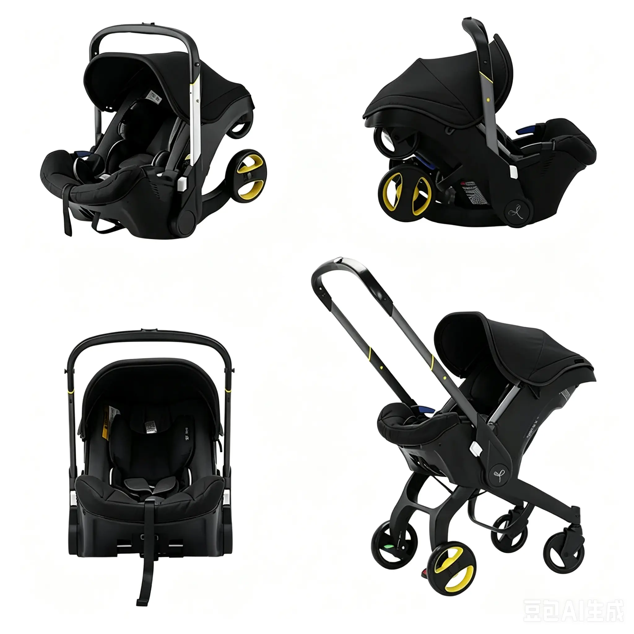 Portable Foldable Stroller Travel System, Newborn-Infant Convertible Seat (1-Second Conversion), Trolley Buggy Carriage Without Latch Base or Chest Clip