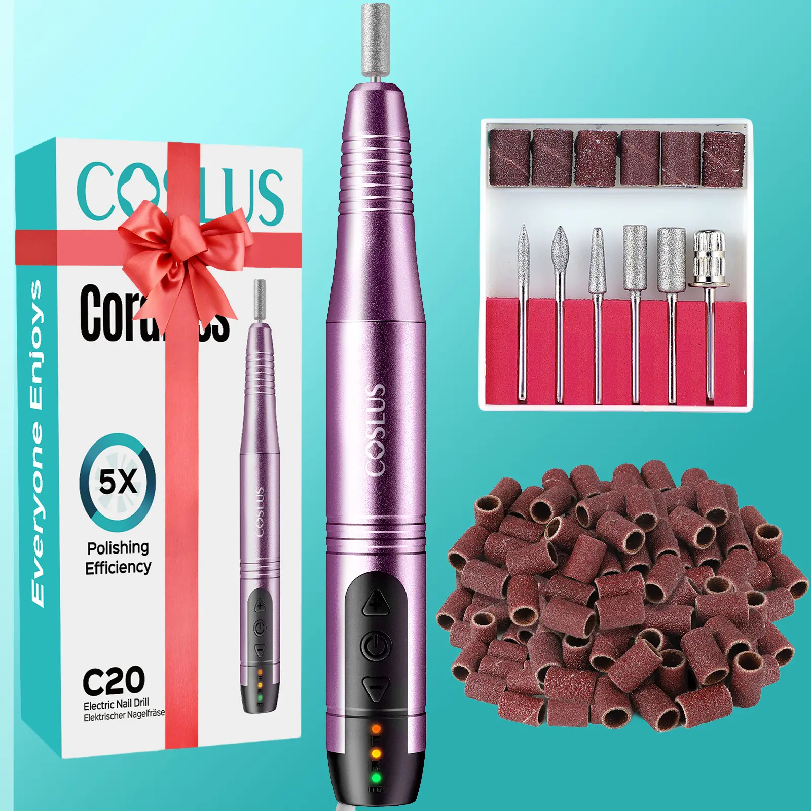 COSLUS C20 Cordless Electric Nail Drill Kit, Professional Portable Manicure & Pedicure Tool with UV LED Lamp, Bits & Bands for Cuticle and Callus Removal, Beauty Products, Uv Led Nail Lamp  SummerFinds